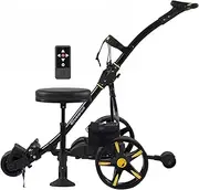 2025 New Model Remote Control Golf Buggy Electric Golf Trolley with Dual Motors, USB Charger, Seat-White Frame+Red Wheels
