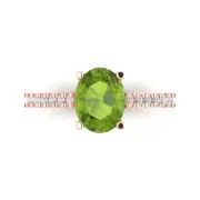 2.71ct Oval Natural Peridot Promise Bridal Wedding Designer Ring 14k Rose Gold
