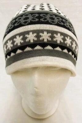 Spyder Girl's Kids Flower Hat Beanie Black White Grey NEW