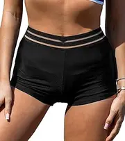 [CUPSHE] Women's Bikini Bottom Swim Shorts High Waisted Cut Out Ruching Bathing Suit