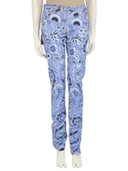 Blue Denim Floral Patterned Jeans
