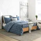 KENNETH COLE NEW YORK Duvet Cover Set King Size Striped Grid Cotton Blue 3-Piece