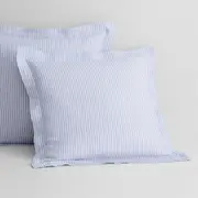 Sheridan Abbotson Linen Ticking Stripe European Pillowcase in Blue Mist @Sheridan Rewards