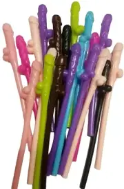 20 X Multicoloured Willy Drinking Nude Hens Night Games Party Penis Dick Straws