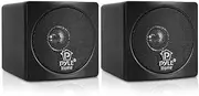 Pyle Home 100W 3-Inch Woofer Mini Cube Bookshelf Speakers Pair, Black