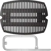 SafBbcue 7583 Cast Iron Cooking Grates 41862 Grill Burner for Weber Q200 Q220 Q2000 Q2200 396000 396001 566002 53060001 Grills, 21.5" Grill Grids Grates 20.5" Burner Tube Kit for Weber 7645 60041