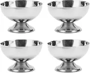 Ice Cream Bowl Set, 4Pcs Food Grade Stainless Steel Dessert Bowls with Forks, Metal Serving Bowls Pudding Cup Snack Dessert Cups, Birthday Party Favor Supplies Decorations