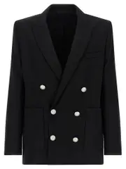 [Balmain] Balmain-Grain De Poudre Blazer Nero-Uomo 50IT