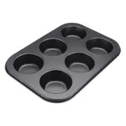 6Pc Muffin Pan Baking Cooking Tray Mould Round Bake Cup Cake Gold/Black