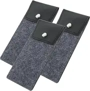 [Healeved] 3Pcs Glasses Pouch Soft Eyeglass Case Elegant Grey Felt Portable Sunglasses Storage with Button for Daily Use Travel School and Office