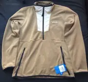 Columbia Men's Sequoia Grove Half Zip Fleece Size Medium Fossil/Delta/Black NEW!
