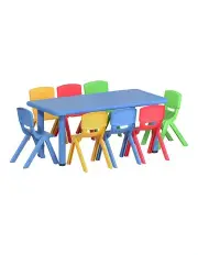 [Keezi] Table and Chairs Set Children Study Desk 8 Chairs 9 Piece
