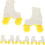 Abaodam Winter Doll Playset Essential : 1/6 Scale Miniature Ice Skating Shoes White for Dolls Mini Ski Skates