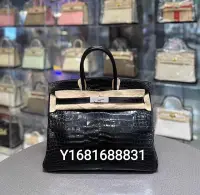 在飛比找Yahoo!奇摩拍賣優惠-專櫃正品 HERMES BIRKIN 35 黑色 白金鑽石扣