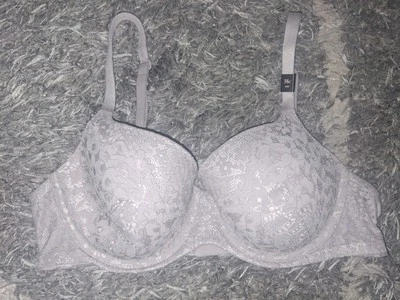 VS Body By VICTORIA Athena Lace Lightly lined Demi bra size 38c New Grey