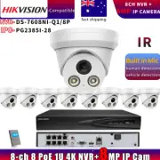 Hikvision Compatible 8MP IR IP Camera+DS-7608NI-Q1/8P 8CH 8POE NVR Systems Lot