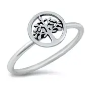 Spiritual Tree of Life Circle Ring New .925 Sterling Silver Band Sizes 4-10