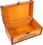 LALAFINA Box Vintage Storage Box Storage Bins with Lids Vintage Decor Home Decor Treasure Chest Storage Trunks and Chests Storage Chest Treasure Chest Storage Trunk with Lock Wood