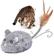 Pawthquake Automatic Cat Toy Cat Mouse Toy Moving Cat Toy with Furry Tail Boredom Busters Interactive Cat Toys for Indoor Cats Hunting Cat Mice Toys (Grey)