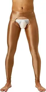 [Miutii] Men's Open Crotch Silky Compression Tights Pants Base Layer Breathable Training Leggings