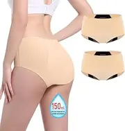 Carer Incontinence Underwear for Women Washable 150ml High Absorbent Leak Proof Underwear for Women Bladder Leak Womens Incontinence Panties Beige 2pk-L