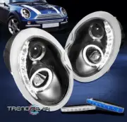 For 2002-2006 Mini Cooper LED Halo Projector Black Headlight Lamp w/Blue DRL Kit (for: Mini)