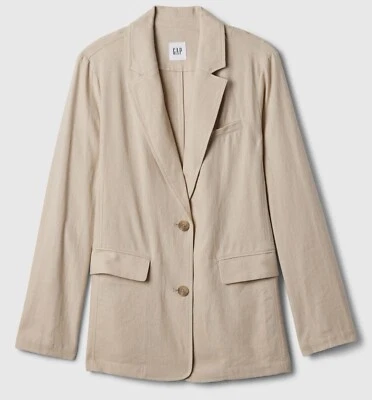 New Linen Blend Women Blazer Beige Size XL Gap