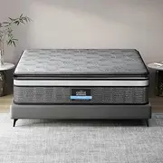 Giselle Bedding King Size Mattress, Dual Pocket Spring System Pillow Top 33cm Thickness Mattresses for Bedroom Home Furniture, Black+Grey 5Yrs Warranty Medium Firm Vacuum Packed