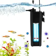 Aquarium Filter for 10-75Gal, 132 GPH U-V Fish Tank Filter Submersible Internal