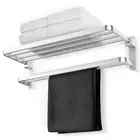 Towel Rack with Two Towel BarsBrushed Satin Nickel 24Inch Towel Shelf with Towel