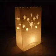 White Starburst Paper Luminaries / Luminary Lantern Bags Path Lighting 50 PACK