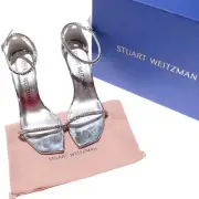 Stuart Weitzman NWB Nudistcurve Glam II Heels Size 8.5 Metallic Silver/Crystal