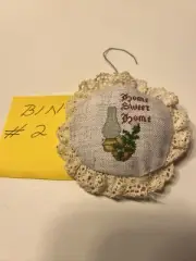 Hand Crafted Cross Stitch “Home Sweet Home” Christmas Ornament One Of A Kind.