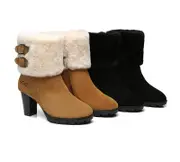 AUSTRALIAN SHEPHERD® UGG Boots Women Shearling Zipper Heel Candice - Chestnut / AU Ladies 9 / AU Men 7 / EU 40