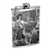 Vintage Pirate Ship D8 Flask 8oz Stainless Steel Hip Drinking Whiskey