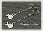 Solid 925 Sterling Silver Fish Dangle Chain Drop Hook Earrings