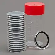 1 Air-Tite Coin Holder Storage Container & 20 Black Ring 40mm Air-Tite Coin Holder Capsules for Silver Eagles