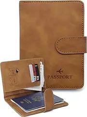 [WOOVEEWIND] Passport Holder Covers Case, Cute Passport Book, Waterproof PU Leather Passport Wallet, International Travel Must Haves Travel Accessories for Women Men, Cruise Ship Essentials(Brown)