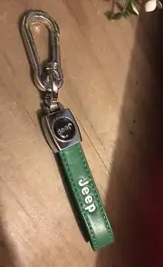 New JEEP Keychain Green Genuine Leather Strap Loop Key Chain Accessory Bag Charm