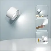 Deyagoo LED Wall Sconce, Wall Sconce with USB Port Rechargeable Battery, 3 Colour Temperatures and 3 Brightness Levels 360° Rotating Magnetic Ball, Wireless Wall Sconce (Whitex1)