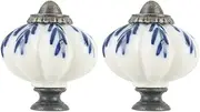 Ceramic Knob,Cabinet,Furniture Pull Handles,Door Pull,Drawer Pull Handle,2pcs Ceramic Knobs Vintage Knob Drawer Round Pull Handle Furniture Cupboard Wardrobe Dresser Door Decorative White and Blue fo