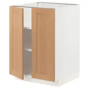 METOD base cabinet with shelves/2 doors, white/Vedhamn oak, 60x60x80 cm