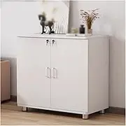 Office Filing Cabinet, Double Door, Keyed, Metal Table Legs File Wood Storage Cabinet