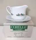 Corelle Corning Winter Holly Gravy Boat Plate Set Christmas 6018568 Vintage New