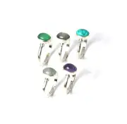 WHOLESALE 5PC 925 SOLID STERLING SILVER TURQUOISE LABRADORITE MIX RING LOT s724