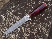 12''Camping Knife hand Forged Damascus steel Dagger Knife Bowie Knife W/Sheath