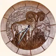Mouflon Sheep Gift Hand Carved Wood Wall Clock Hunting Lodge New wild sheep