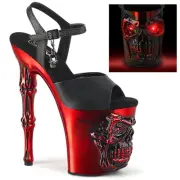 Pleaser Rapture-809-LT Pole Dancer Stripper LED light Skull Platform Sandals