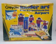 Vintage 1987 Crayola Kinder Art Airport Color And Learn Puzzle Set, NEW, Rare