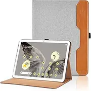 Case for Google Pixel Tablet 11 Inch 2023 - [Hand Strap] Multi Angle Viewing Stand PU Leather Tablet Case with Front Pocket Smart Cover - Gray